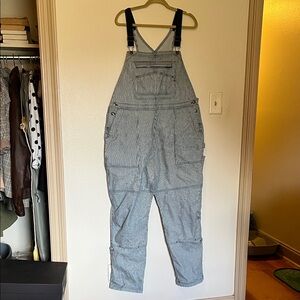 Duluth Trading Co Women's Blue Striped Jeans Overalls